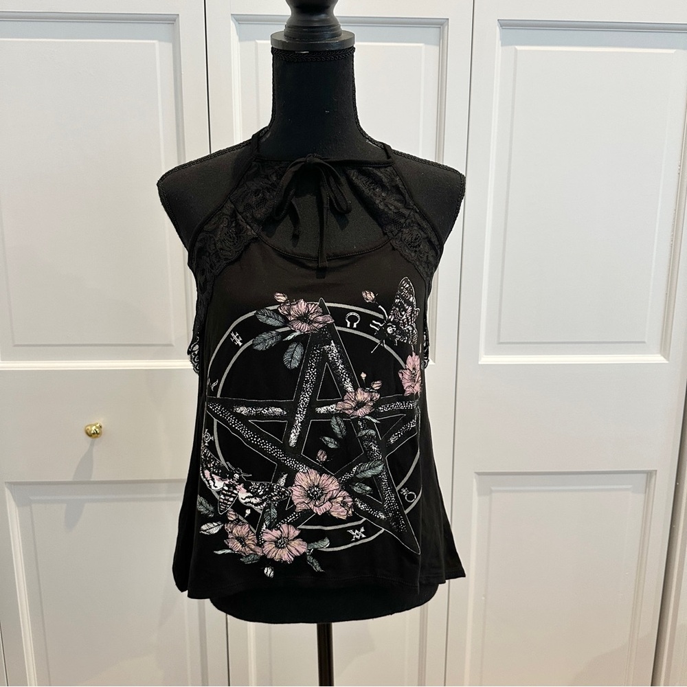 Midnight Hour Floral Pentagram Racerback Tank - Picture 2 of 8